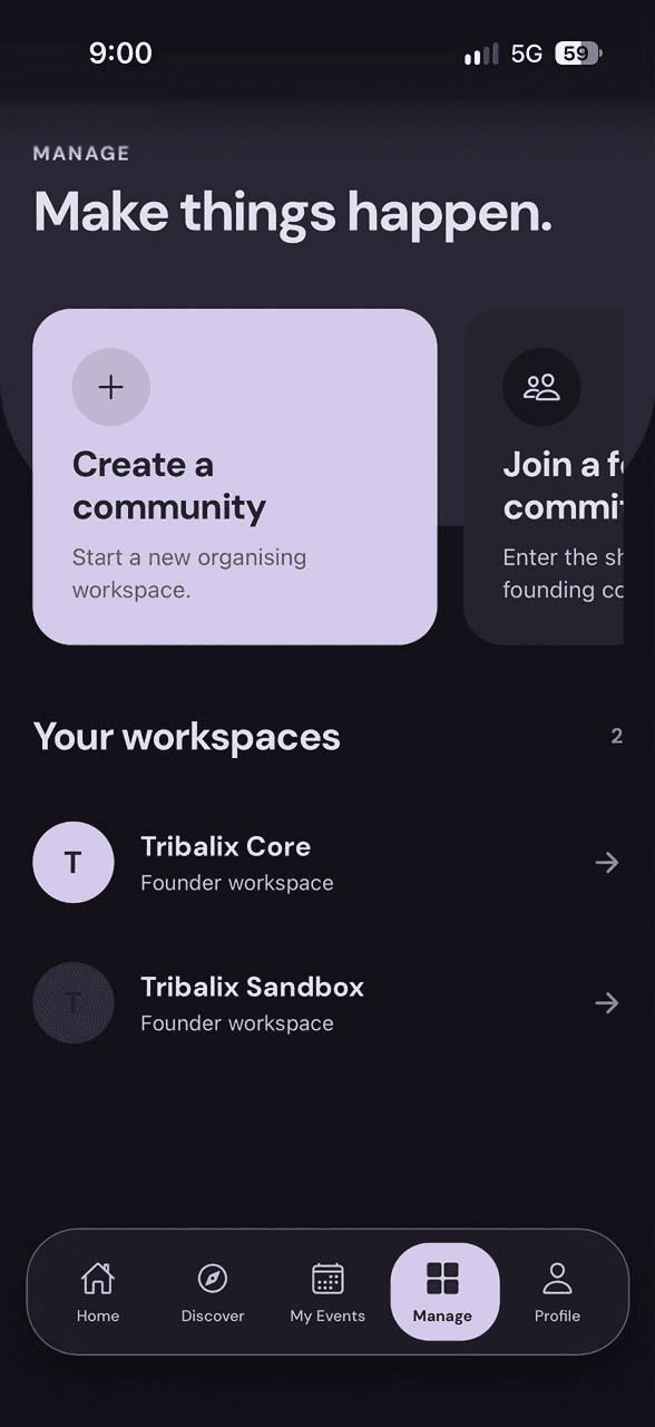 Tribalix workspace management